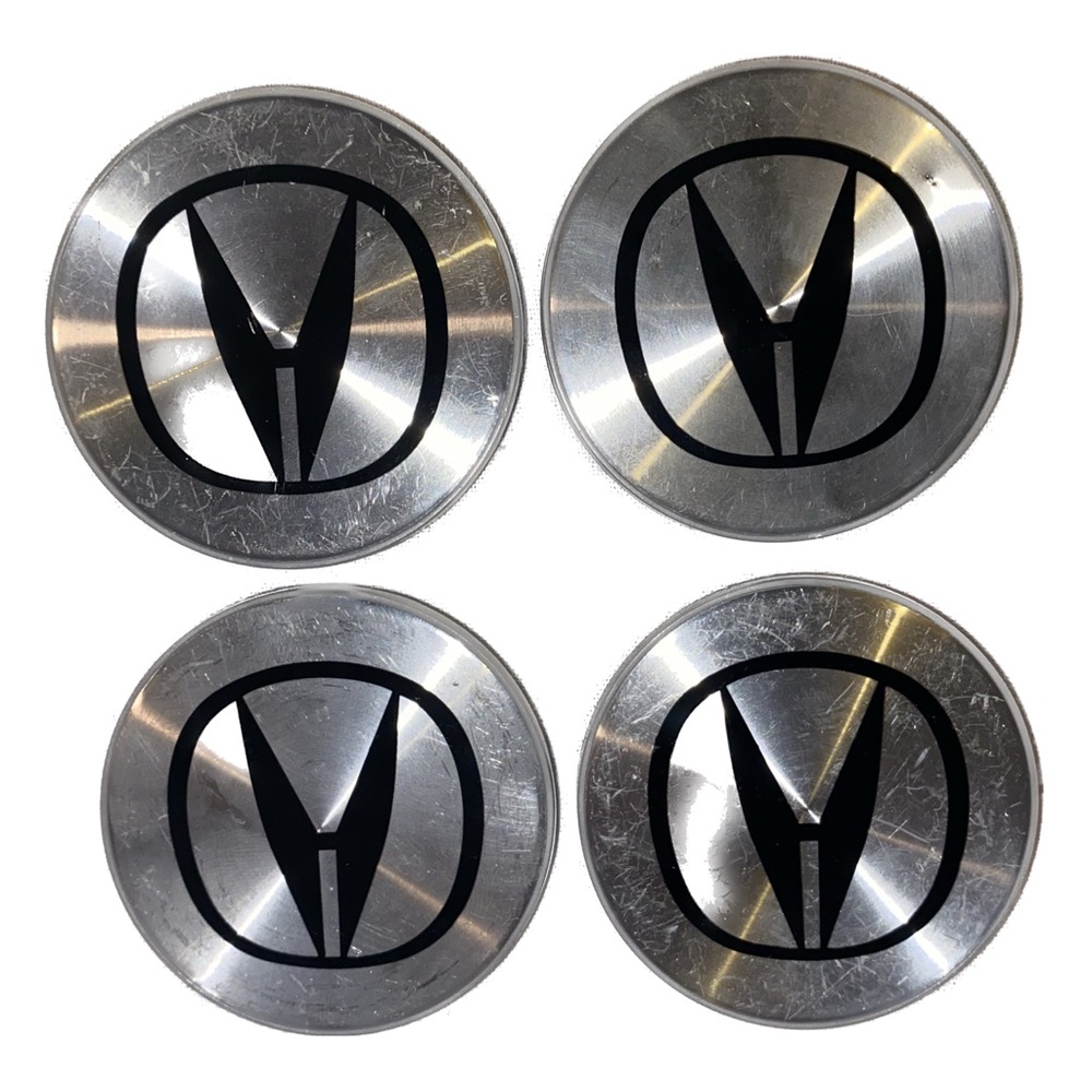 Acura Wheel Rim Center Hub Caps Cover Silver & Black Logo Emblem Badge 69MM 4PK